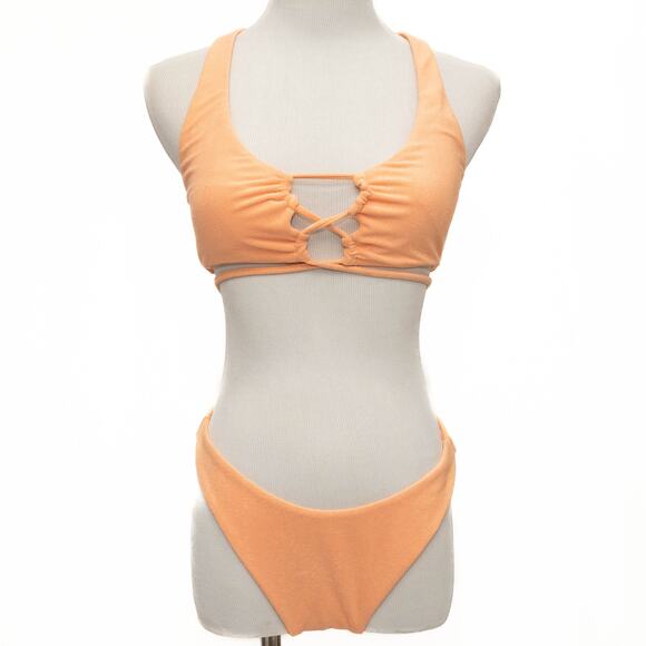Free People L*Space Tangy Terry Dax Top Cabana Bitsy Bikini Bottom Size Large - Picture 2 of 14